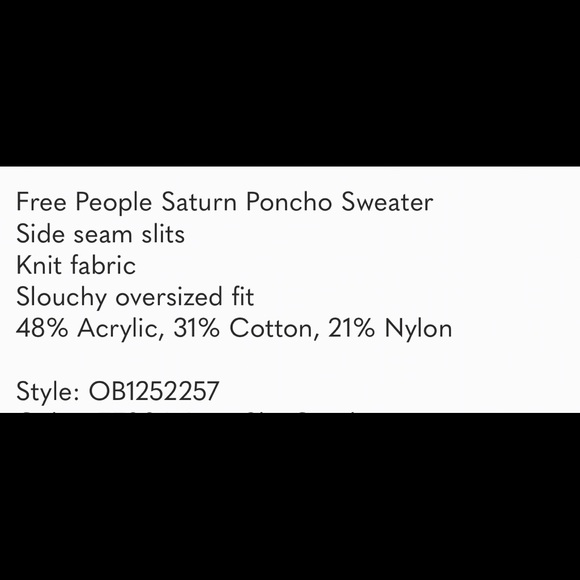 🔥Free People Saturn Sweater Poncho NWT Last One - Picture 7 of 10